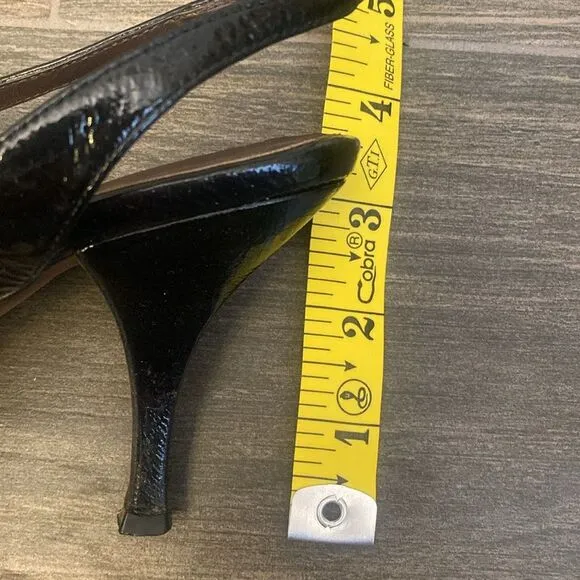 Donald Pliner Tusa Slingback Heels Size 9M Black Leather Open Peep Toe 3.5” Heel