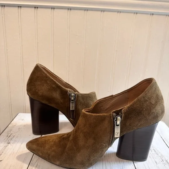 Donald Pliner Women’s Suede Booties with 3-Inch Block Heel, Size 7M