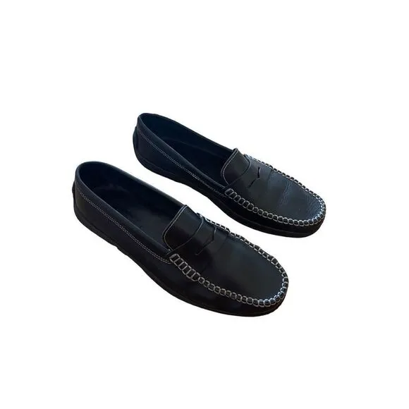 Dooney Bourke Mens Black Leather Slip On Car Penny Loafer Dress Shoes Size 9B