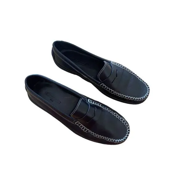 Dooney Bourke Mens Black Leather Slip On Car Penny Loafer Dress Shoes Size 9B