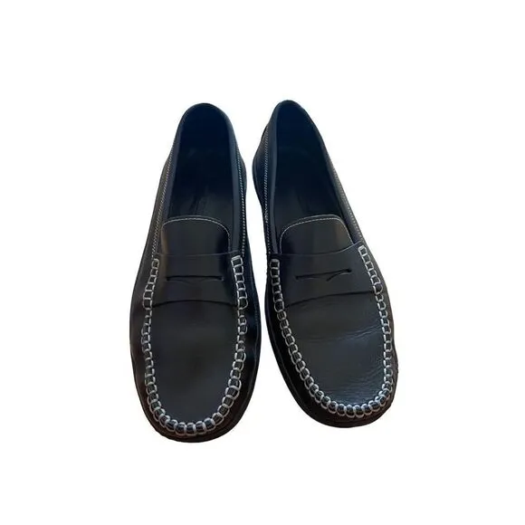 Dooney Bourke Mens Black Leather Slip On Car Penny Loafer Dress Shoes Size 9B