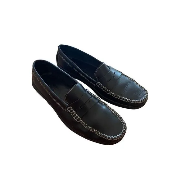 Dooney Bourke Mens Black Leather Slip On Car Penny Loafer Dress Shoes Size 9B