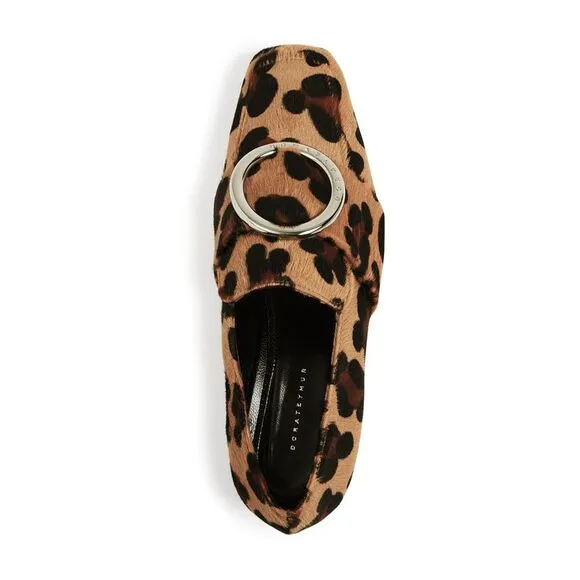 DORATEYMUR Womens Beige Leopard Print Harput Slip On Leather Loafers Shoes 38