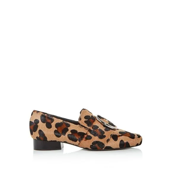 DORATEYMUR Womens Beige Leopard Print Harput Slip On Leather Loafers Shoes 38