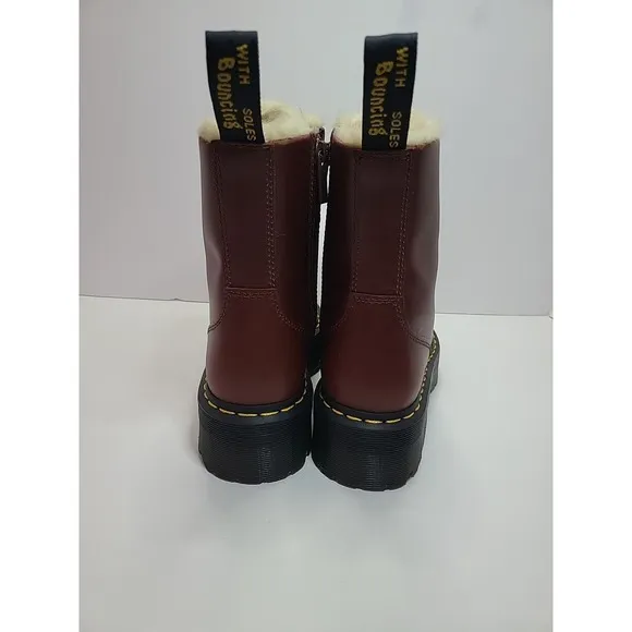 Dr Doc Martens JADON FL Women's 8.5 Leather Boots Platform Faux Fur Lined Brown