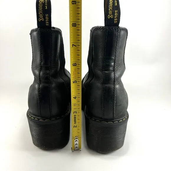 Dr. Doc Martens Rometty Black Leather Platform Chelsea Ankle Boots Womens Size 8