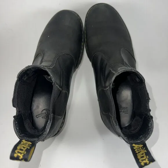 Dr. Doc Martens Rometty Black Leather Platform Chelsea Ankle Boots Womens Size 8