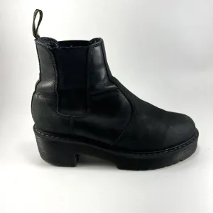 Dr. Doc Martens Rometty Black Leather Platform Chelsea Ankle Boots Womens Size 8
