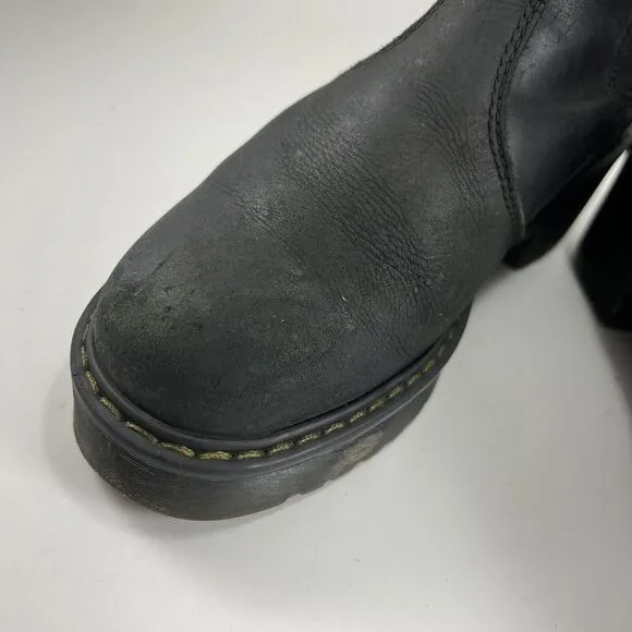 Dr. Doc Martens Rometty Black Leather Platform Chelsea Ankle Boots Womens Size 8