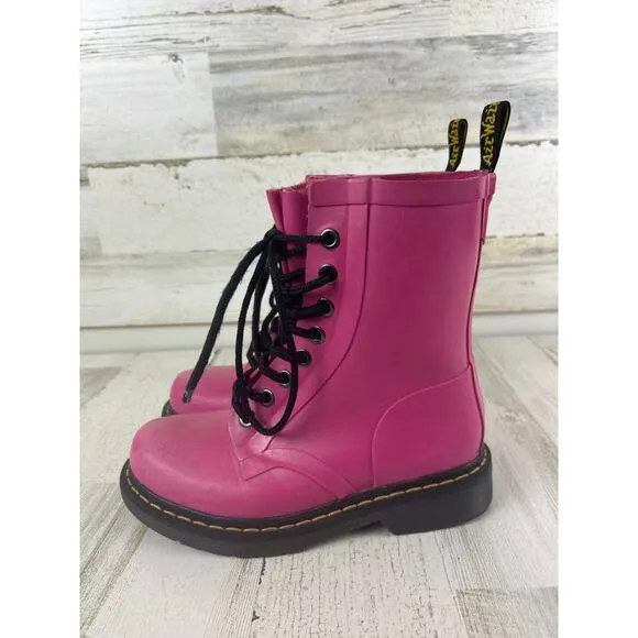 Dr Marten womens 5.5 Pink Drench 1460 platform rain boots ankle