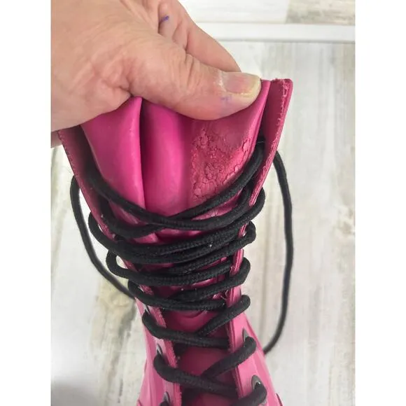 Dr Marten womens 5.5 Pink Drench 1460 platform rain boots ankle