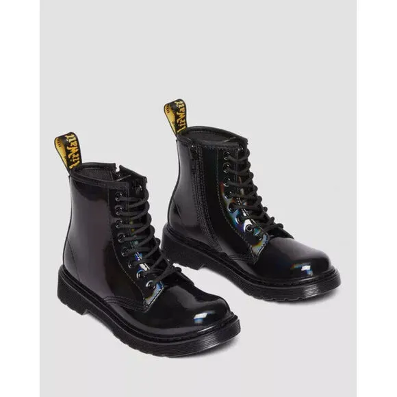 Dr. Martens 1460 30903001-001 Girls 4Y Black Rainbow Zipper Combot Boots ZPO399