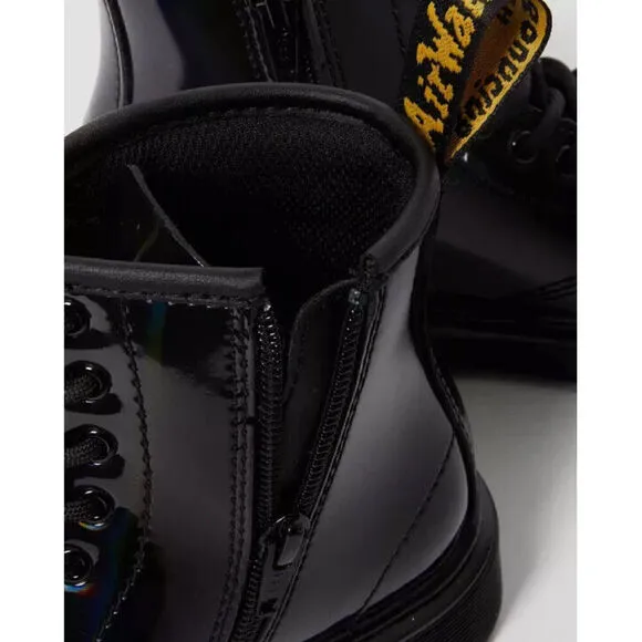 Dr. Martens 1460 30903001-001 Girls 4Y Black Rainbow Zipper Combot Boots ZPO399
