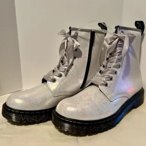 Dr Martens 1460 Pascal Bex Combat Boots W 7 Glitter Soles Ribbon Laces Wedding