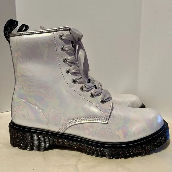Dr Martens 1460 Pascal Bex Combat Boots W 7 Glitter Soles Ribbon Laces Wedding