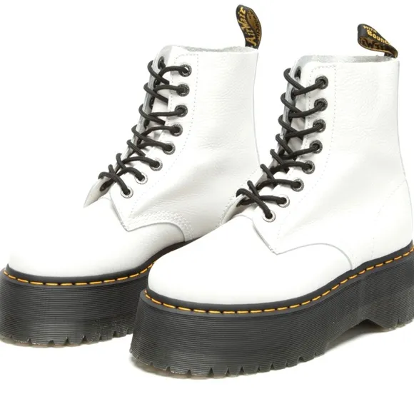 Dr. Martens 1460 Pascal  Max Optical White Pisa Leather Boots.