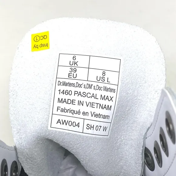 Dr. Martens 1460 Pascal  Max Optical White Pisa Leather Boots.