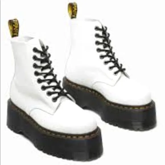 Dr. Martens 1460 Pascal  Max Optical White Pisa Leather Boots.