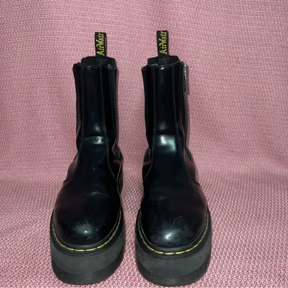 Dr. Martens 2976 Black MAX LEATHER PLATFORM CHELSEA BOOTS Size 11