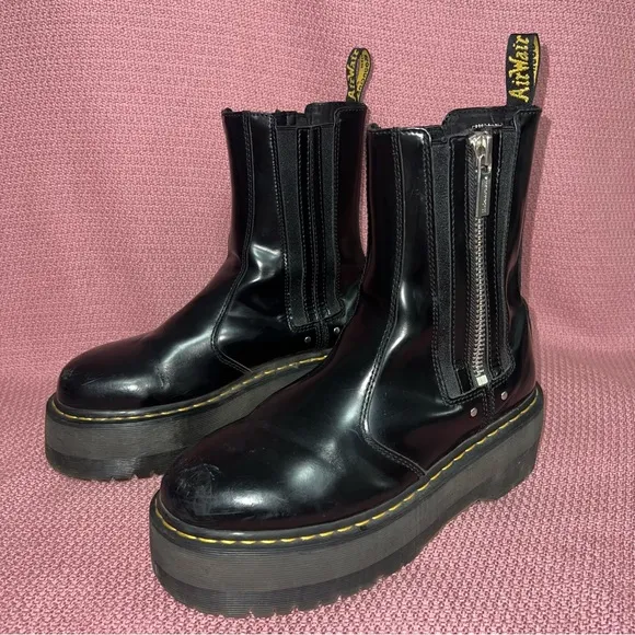 Dr. Martens 2976 Black MAX LEATHER PLATFORM CHELSEA BOOTS Size 11