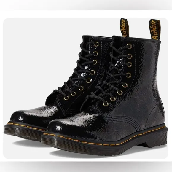 DR. MARTENS AIR WAIR BLACK COATED GLITTER  KIDS BOOTS  115827775096
