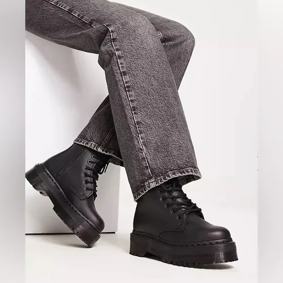 Dr. Martens Black ‘Jadon’ II Vegan Leather Platform Boots Size 7