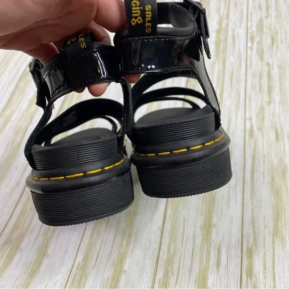 Dr. Martens Black Patent Leather Blair Platform Sandals