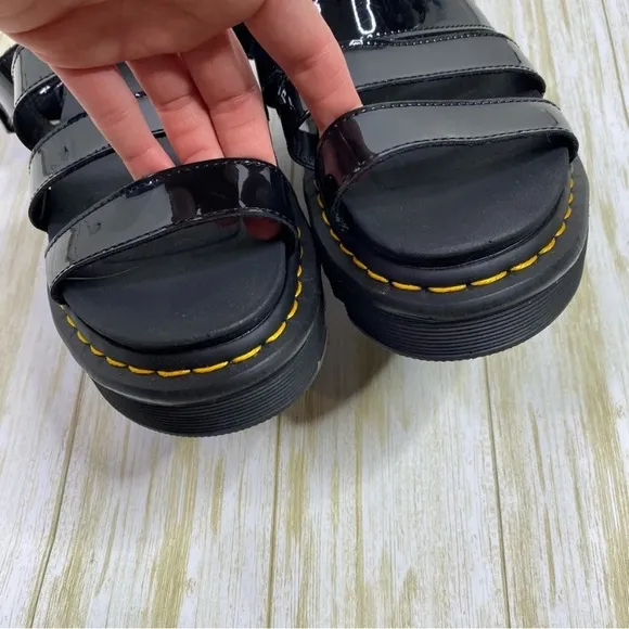 Dr. Martens Black Patent Leather Blair Platform Sandals