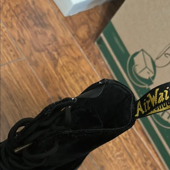 Dr. Martens Black Velvet 1460 platform boots