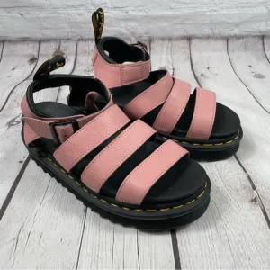 Dr Martens Blaire Strap Leather Platform Sandals Pink Size 6