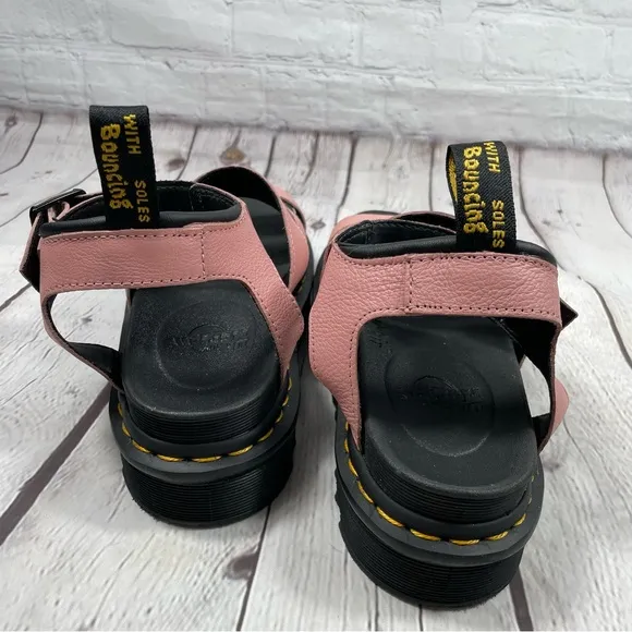 Dr Martens Blaire Strap Leather Platform Sandals Pink Size 6