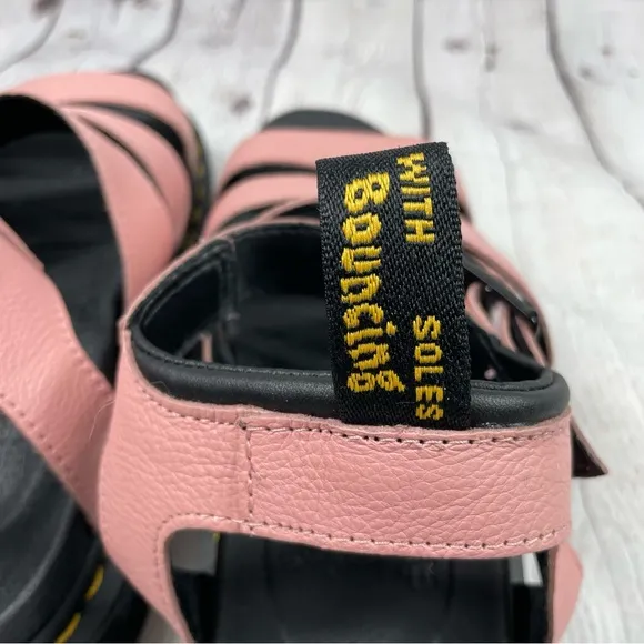 Dr Martens Blaire Strap Leather Platform Sandals Pink Size 6