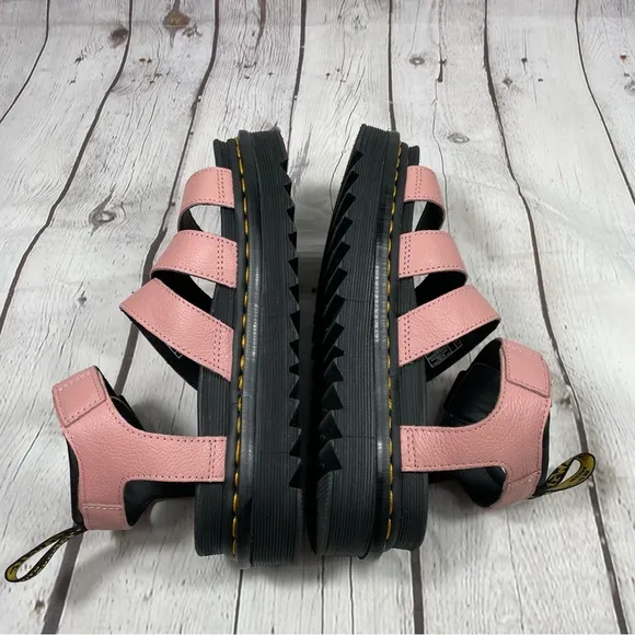 Dr Martens Blaire Strap Leather Platform Sandals Pink Size 6