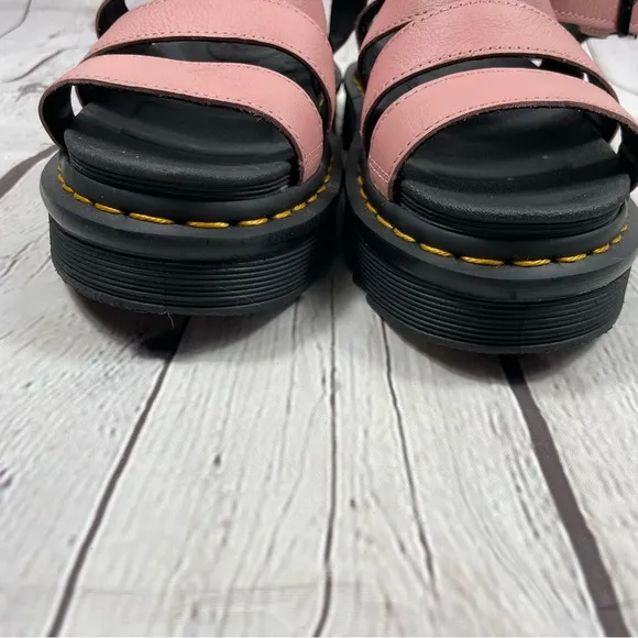 Dr Martens Blaire Strap Leather Platform Sandals Pink Size 6
