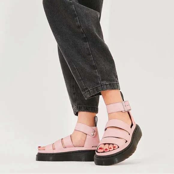 Dr. Martens Clarissa II Quad pisa Leather Platform Gladiator Sandals Pink Sz 11