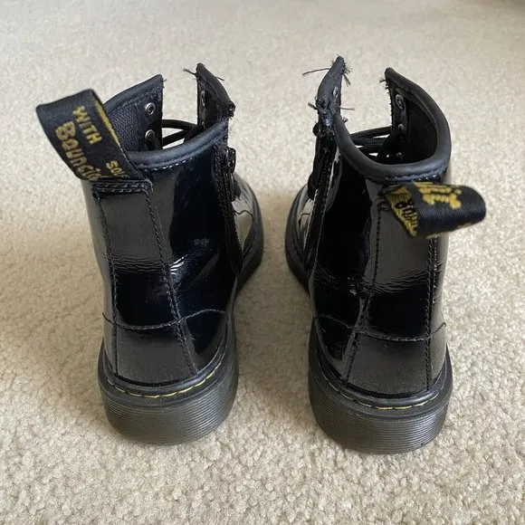 Dr. Martens Combat Boots Black Patent Lamper US Girls/Boys Size 3