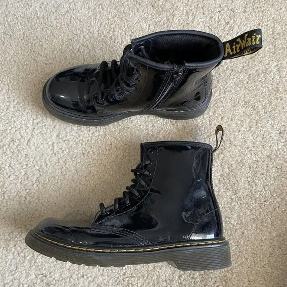 Dr. Martens Combat Boots Black Patent Lamper US Girls/Boys Size 3