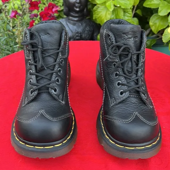 Dr. Martens Daisy Flower 12278 Y2K Chunky Platform Black Ankle Boots
