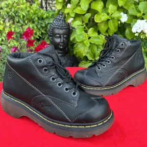 Dr. Martens Daisy Flower 12278 Y2K Chunky Platform Black Ankle Boots