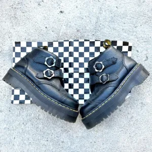 Dr Martens Devon Flower Buckle Leather Platform Boots size 9 Women