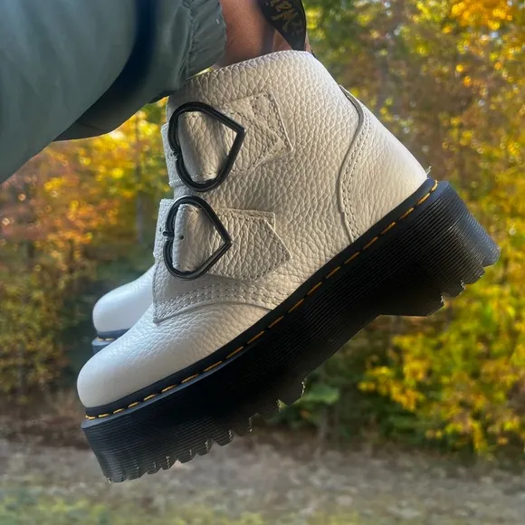 Dr. Martens Devon Heart Buckle Leather Platform Boots