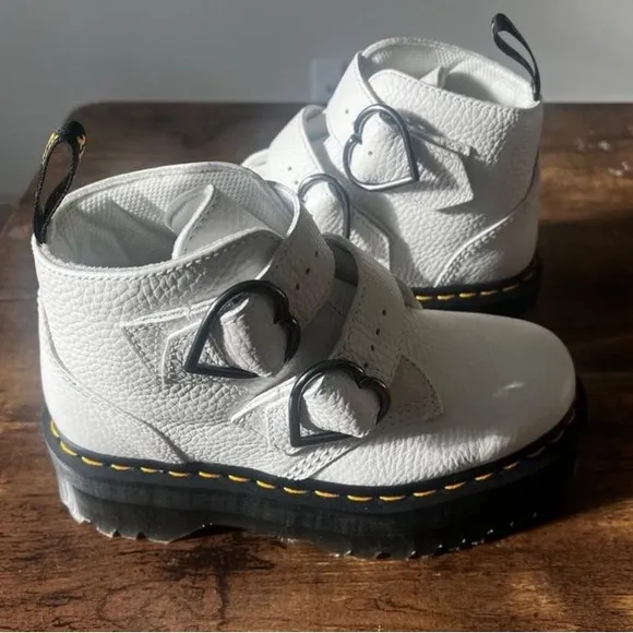 Dr. Martens Devon Heart Buckle Leather Platform Boots