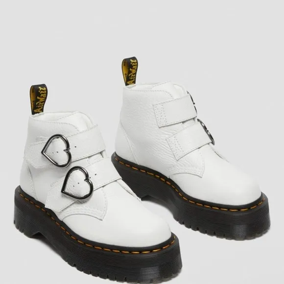 Dr. Martens Devon Heart Buckle Leather Platform Boots