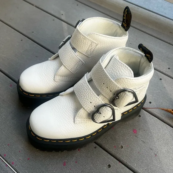 Dr. Martens Devon Heart Buckle Leather Platform Boots