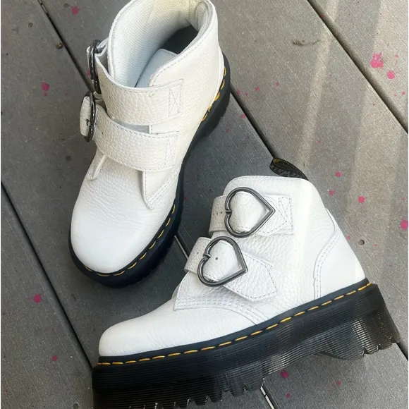 Dr. Martens Devon Heart Buckle Leather Platform Boots