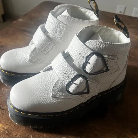 Dr. Martens Devon Heart Buckle Leather Platform Boots