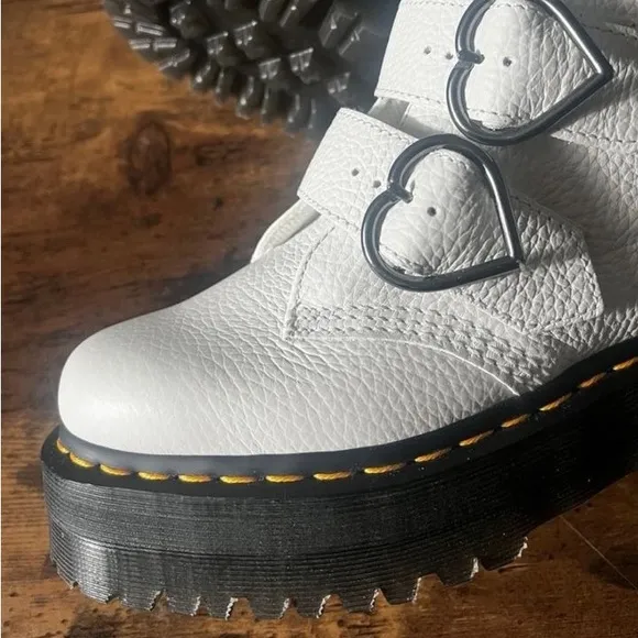Dr. Martens Devon Heart Buckle Leather Platform Boots