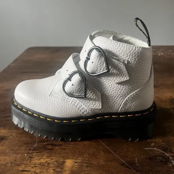 Dr. Martens Devon Heart Buckle Leather Platform Boots