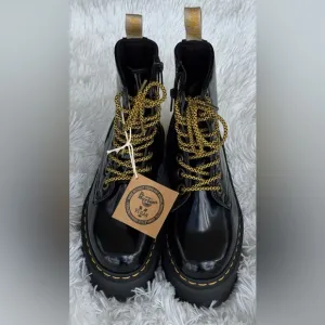 Dr Martens Jadon Max Combat Platform Boots Black Vegan LA004 Women's Size 6
