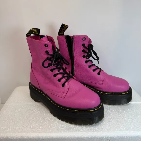 Dr. Martens  Jadon  Pink Leather Platform Boots Steampunk Grunge Goth Wom Size 7